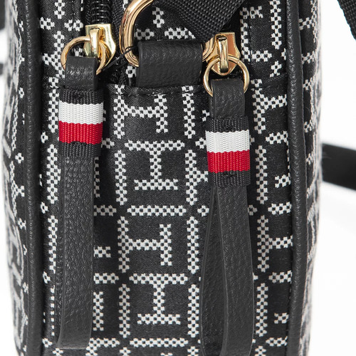 Tommy Hilfiger Cynthia Monogram Negra 100% Original Negro Monogram Con Logo De La Marca Oro Negro