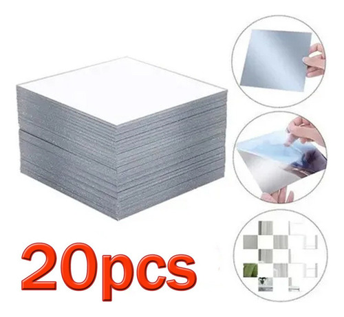 W 20 Piezas 30 Cm Espejo Cuadrado Autoadhesivo Diy 2024