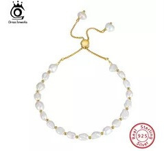 Orsa Jewels-pulsera De Perlas De Plata De Ley 925, Cadena Co