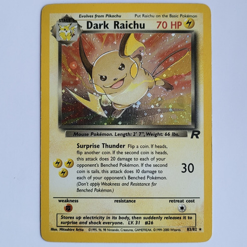 Dark Raichu 83/82 Holo Raro Pokemon Tcg