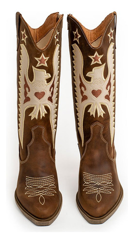 Bota Tejana Zoe Alt Bord 1 Cuero Vacuno Engrasado Brown