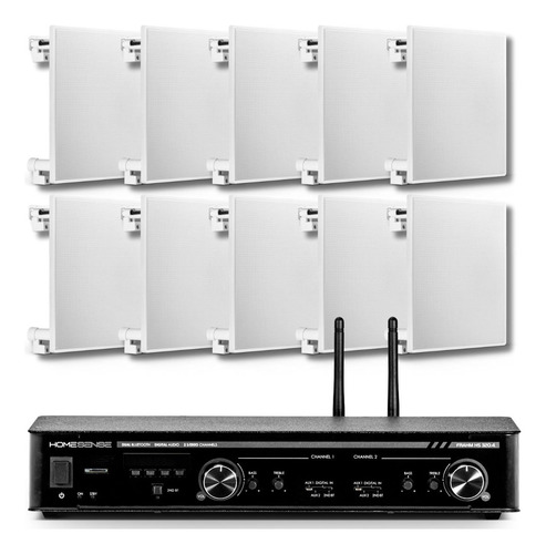 Kit Som Ambiente Home Sense 320.4 + 10 Som Arandela Quadrada Cor Preto Potência De Saída Rms 320 W