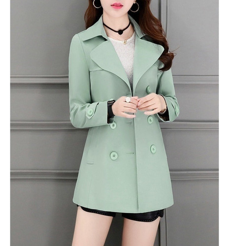 Abrigo Largo Mujer Gabardina Oversize De Doble Botonadura