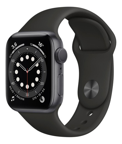 Imagen 1 de 8 de Apple Watch  Series 6 (GPS) - Caja de aluminio gris espacial de 40 mm - Correa deportiva negro