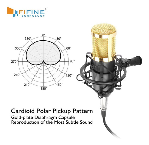 Imagen 2 de 10 de Microfono Condenser Kit Fifine Brazo Phantom 48 Filtro Araña