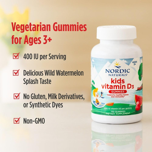 Nordic Naturals Gomitas De Vitamina D3 Para Niños 60 Gomitas Sandía Salvaje Sandía Splash