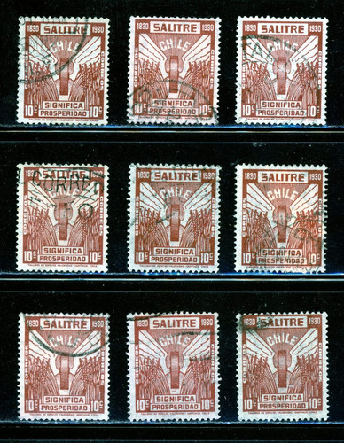 Sellos Centenario Exportación Del Salitre, C/fil. Chile 1930