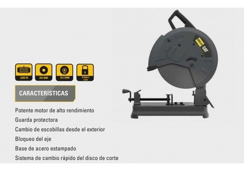 Imagen 6 de 6 de Tronzadora Cortadora Metales 14'' (355mm) 2200w Cat Dx519