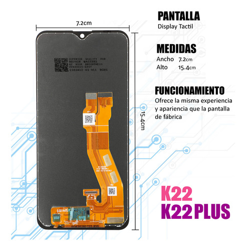 Pantalla Completa Compatible Con Lg K22, K22 Plus Lm K200la Negro