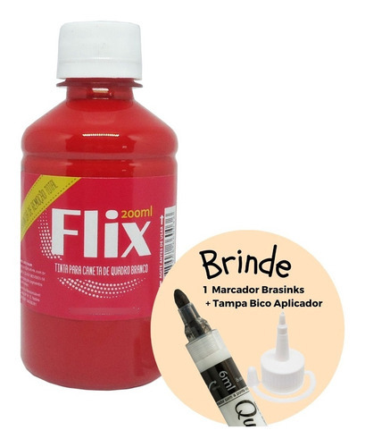 Tinta Marcador Quadro Branco 200 Ml (flix) Cor da tinta Preto Cor do exterior Transparente