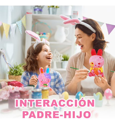 Lampara De Noche Conejo Con Luces Led Y Pinturas Para Niños