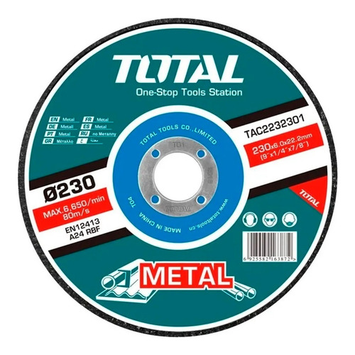 Disco Abrasivo De Corte Para Metal 230 Mm Total Tac2232301 P