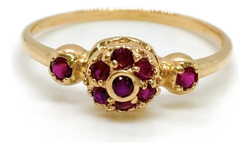 Anillo Frutilla Rubíes Oro 18k T18