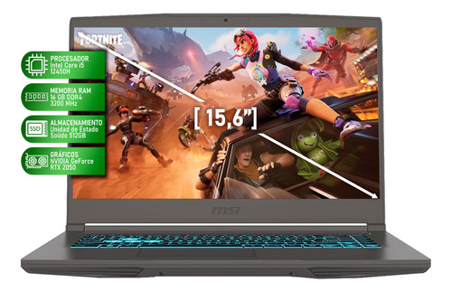 Laptop Gamer MSI Thin 15 NVIDIA GeForce RTX 2050 Intel Core I5 16GB RAM 512GB SSD 15.6" 144Hz Windows 11 Home