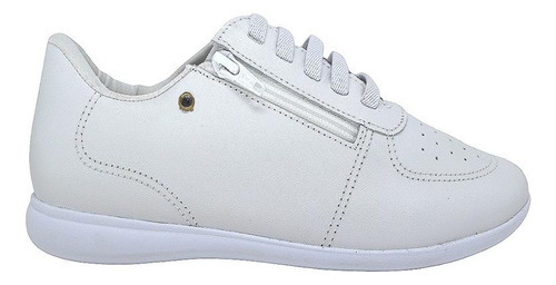 Tênis Feminino Sapatilha Ziper Couro Usaflex Ai3407 Branco