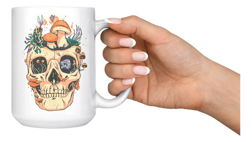 Taza Grande 15 Onzas Craneo Vintage Personalizable