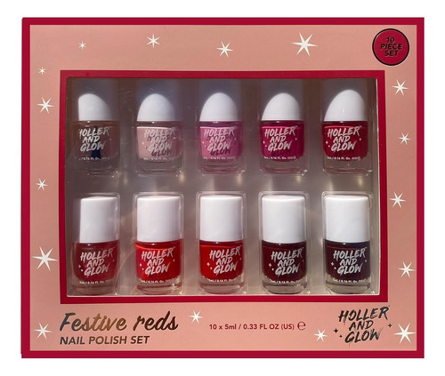Holler And Glow Reds - Juego De Esmalte De Uñas En Miniatura