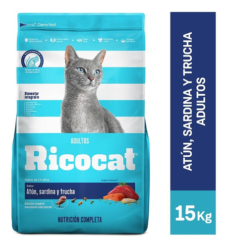 Ricocat Atun Sardina Y Trucha 15 Kg Alimento Cat Gatos