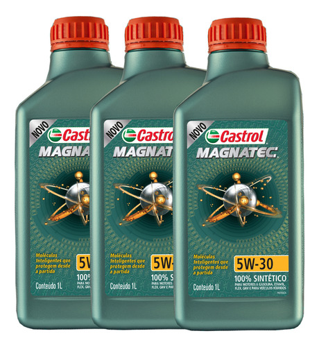 Kit Óleo Motor Castrol 5w30 Magnatec 100% Sintetico - 3 Unid