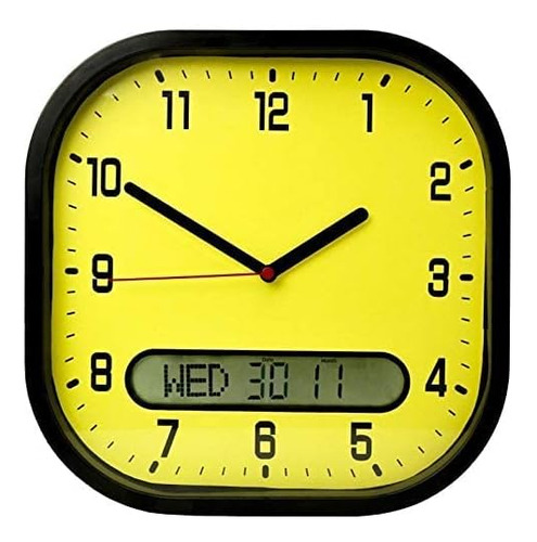 Adcb Lifemax Reloj De Pared Con Fecha Y Día De Alto Contrast
