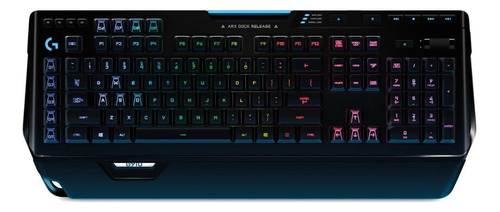 Teclado gamer Logitech Serie G G910 Orion Spark QWERTY Romer-G inglês US cor preto com luz RGB