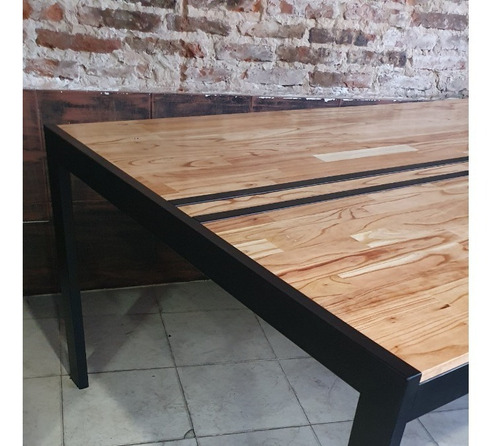 Imagen 5 de 8 de Mesa Industrial Madera Paraiso 200x120 Laqueado 70/30 Hierro