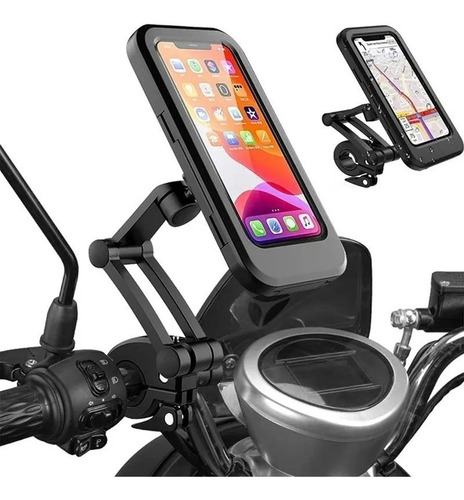 Imagen 5 de 10 de Soporte Holder Bolso Porta Celular Moto Impermeable Magnetic