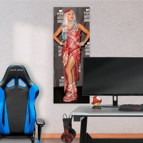 Cuadro Grande 30x80 Cm Musica Lady Gaga Vestido Carne