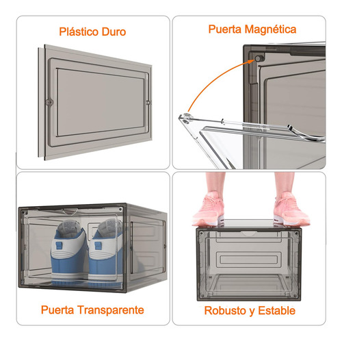 Zapatos Apilables Resee Estantes Plasticos Transparentes 6 Piezas Gris De Abs