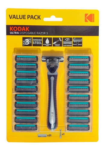 Imagen 1 de 1 de Afeitadora Kodak Ultra 1 Unidad Y 21 Repuestos De 3 Hojillas