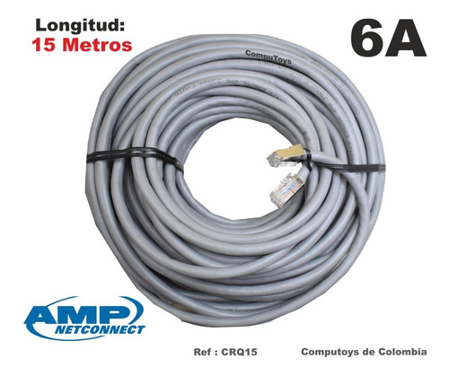 Imagen 3 de 6 de Cable De Red Internet Cat 6a 15m Ref: Crq15 Computoys Sas