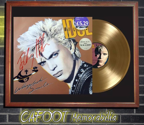 Billy Idol Whiplash Smile Tapa Lp Firmada Y Disco Oro Marco