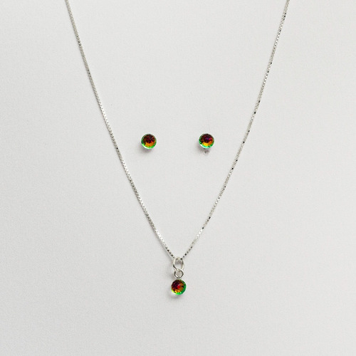 Conjunto Prata 925 Swaroviski Globo P/ Presente Cor Prateado