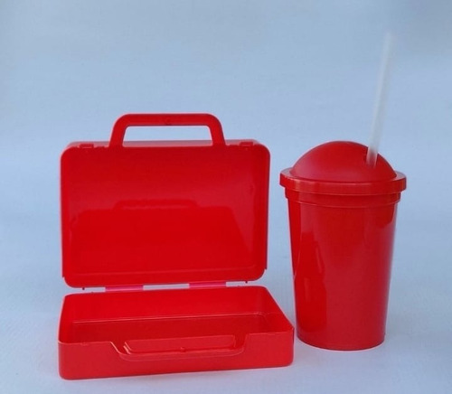 Combo 30 Souvenir Valijas Plasticas + Vasos Milkshake Rojo