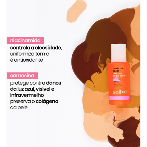 Protetor Solar Facial Sallve Fps 60 Cor 70 40g Creme