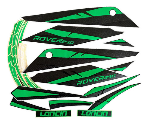 Kit Calcomanias Loncin Rover 250 Verde Reflectivo 