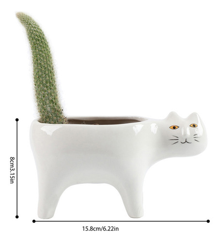 (w)for Cat Flowerpot Succulent Planter With Drainage Ceramic