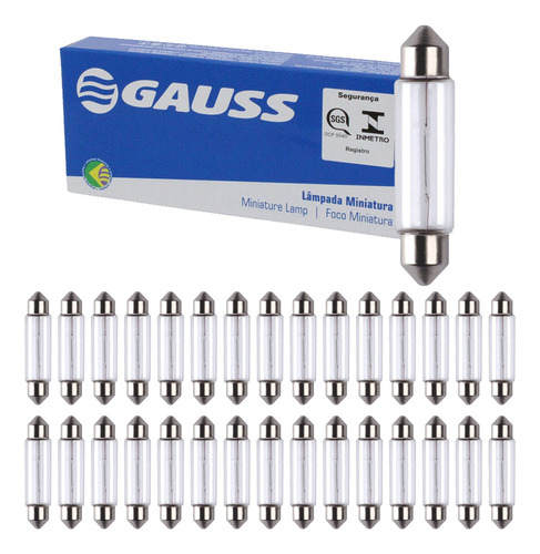 Kit 30 Lampadas 24v Torpedo Média 5w 10x36 Gauss Gl6418a