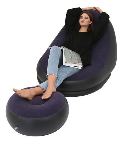 Puff Silla Sofás Inflable Con Reposa Pie De Descanso Confort