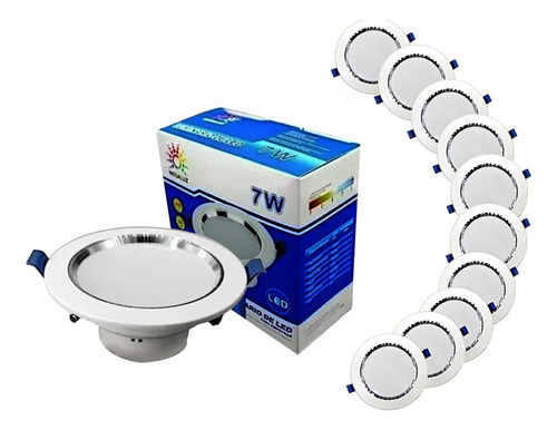 Plafon Led Luminaria 7w 490lm Empotrable Spot Bote 10 Piezas