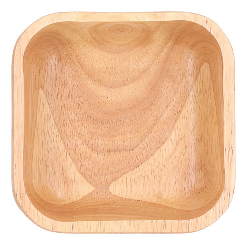 Ensaladera De Madera De Caucho Hecha A Mano Con Estilo Cuadr