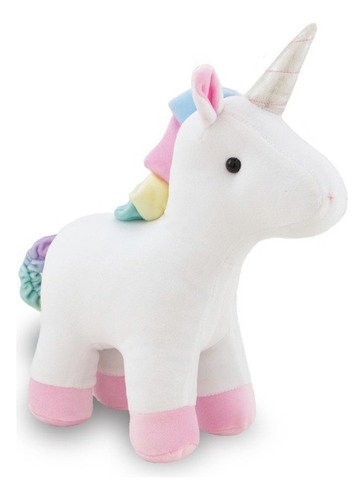 Unicórnio De Pelúcia 30cm Plush Anti-alérgico Cor Branco Com