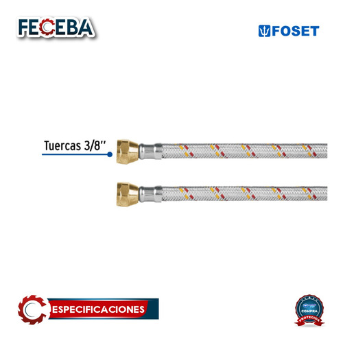 Manguera Gas, Aluminio, 3/8' X 300 Cm, Foset Foset 24064