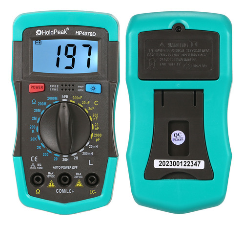 Multímetro Hp4070d Holdpeak, Prueba De Capacitancia, Inducta