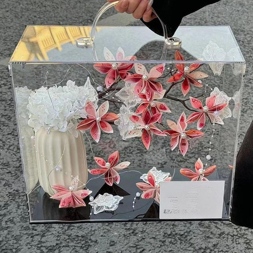 Caja De Flores Eternas De Acrílico 25,5 X 12 X 21 Cm