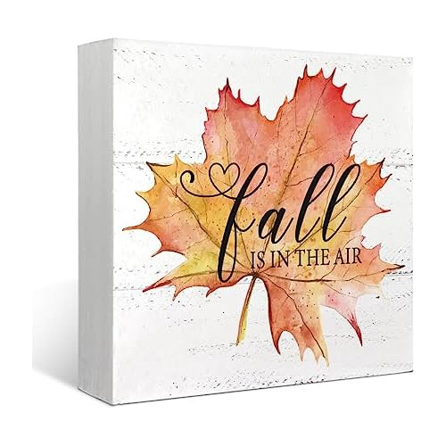  Fall Is In The Air Maple Leaf , Letrero De Caja De Mad...