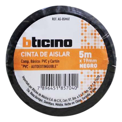 Pack De 10 Cintas De Aislar Negro Bticino 5 Metros X 19mm Negro Lisa