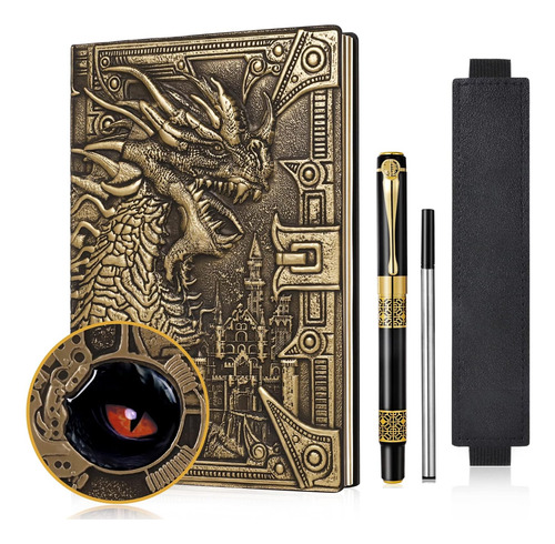 Dnd Dragon Notebook Diario De Cuero En Relieve 3d A5 Diario 