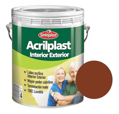 Pintura Látex Acrilplast Interior/exterior 20 Lt Colores Acabado Mate Color Rojo teja