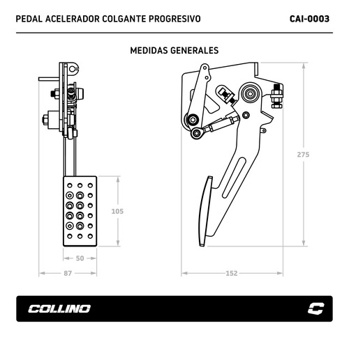 Imagen 3 de 5 de Pedal Acelerador Collino Progresivo Para Pedalera Colgante